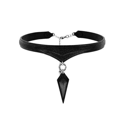 Obsidian Spike French Sully Lambskin Hand-stitched Collar